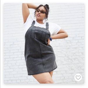 Plus Size Denim Pinafore Overall Dress
